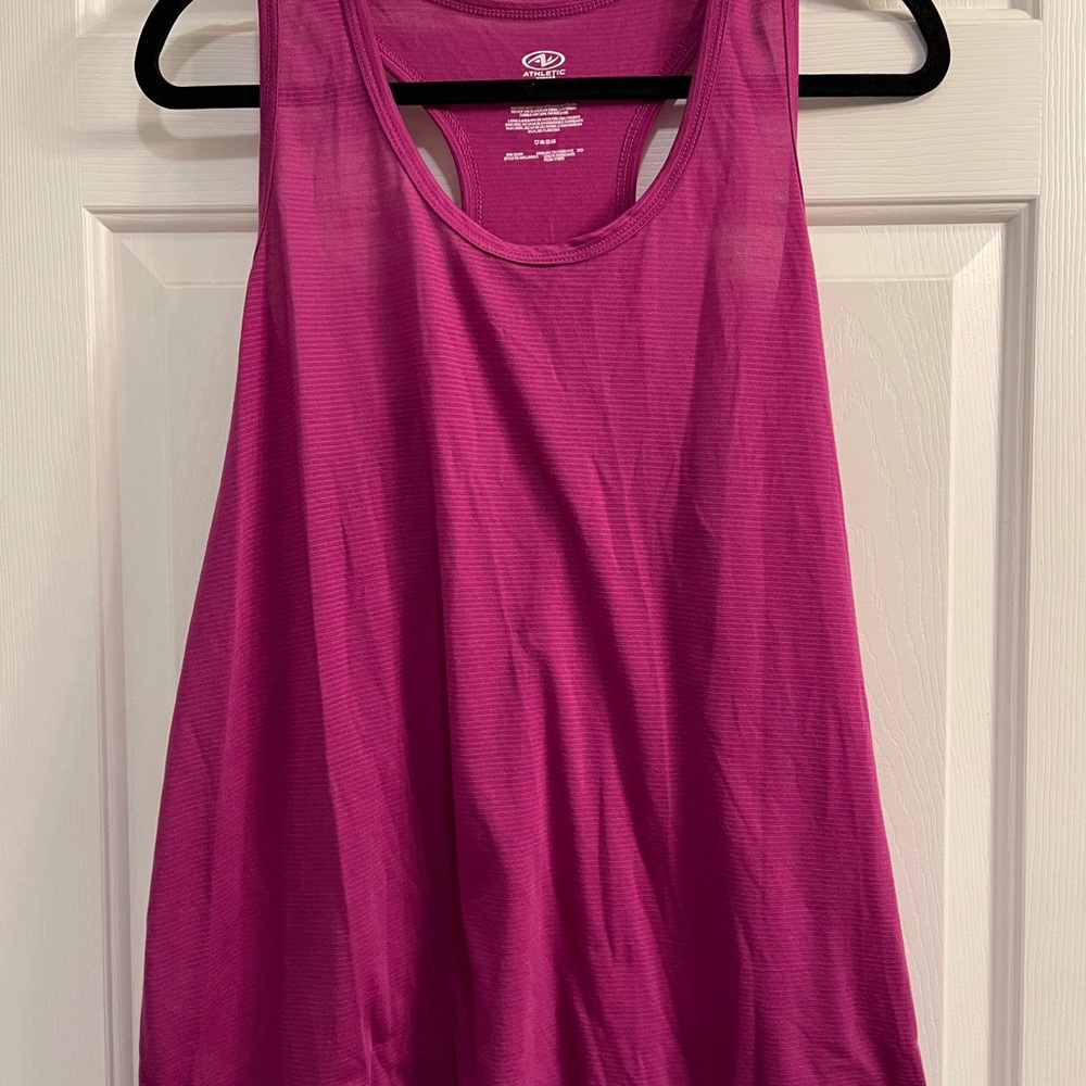 Athletic Works sleeveless, racerback top. 1-purple and 1- red